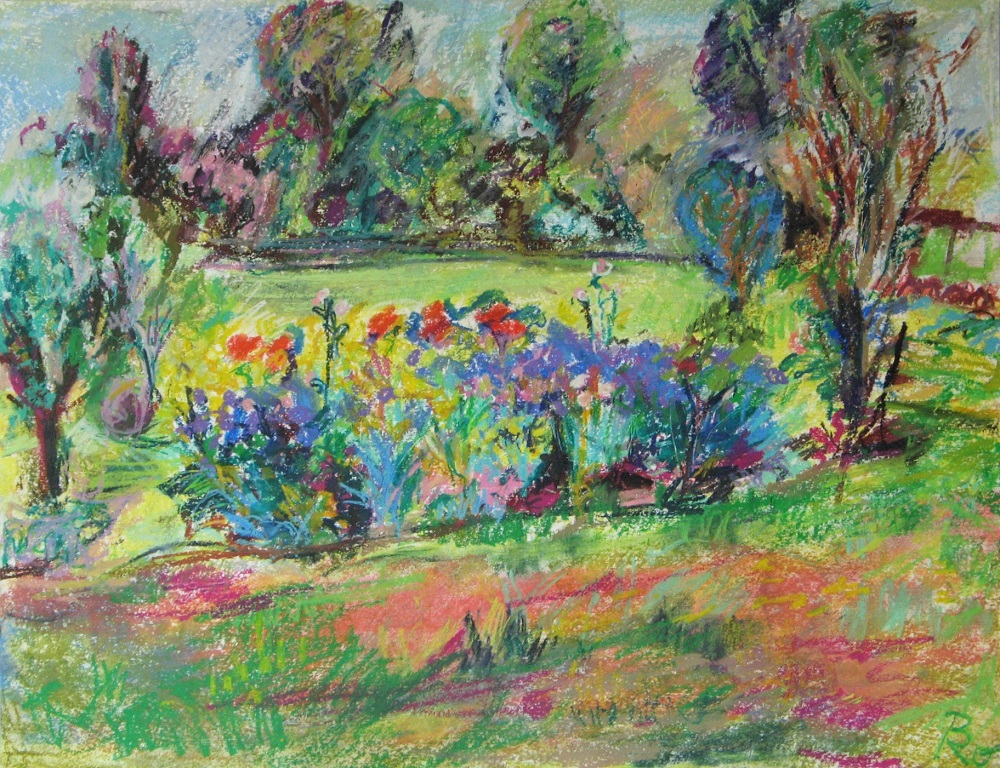 Schwertlilien  und Roter Mohn