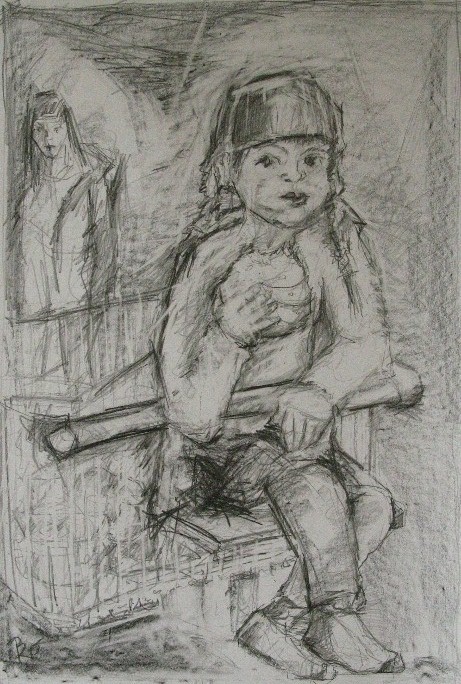 Kleines Mädchen mit Zöpfe  (61x42)