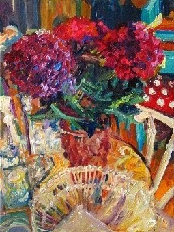 Hortensien mit rosa Vase
