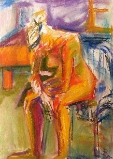 Frau mit gesenktem Haupt