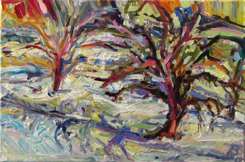 Alter Apfelbaum im Schnee