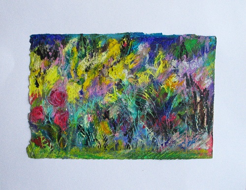 Schwertlilien mit Rose