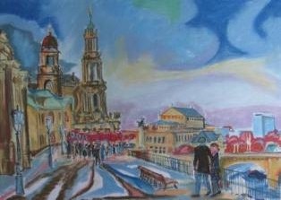 Blick von der Brühlschenterrasse in Dresden