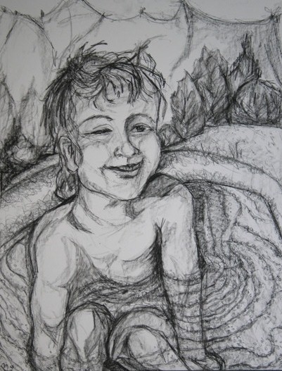 Take it easy ( Nimm es einfach) (65x50) Kohle